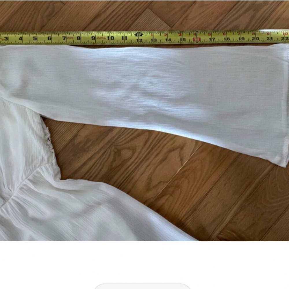 NWT Socialite Off-White Open Back Dress w/Lace Trim Ruffle Hem Lined - Picture 7 of 8